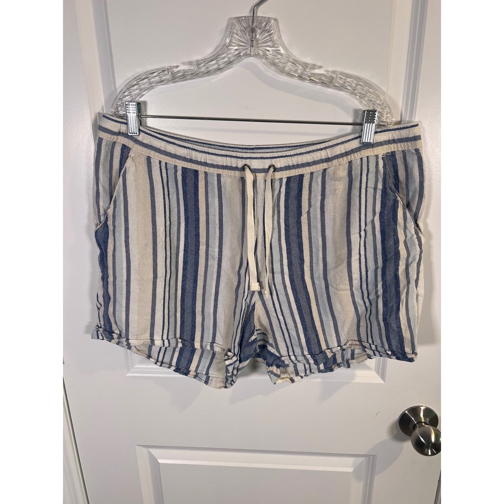 d-a-s-h Womens Shorts Linen Blend Striped‎ Blue XL